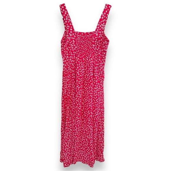Vince Camuto - Women's Red Floral-print Paneled Smocked-back Challis Tank Dress - Picture 8 of 16